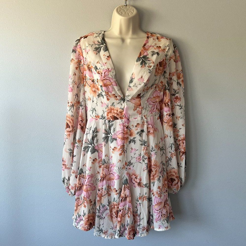 Saints + Secrets Cream/Multi-Color Floral Dress Size M